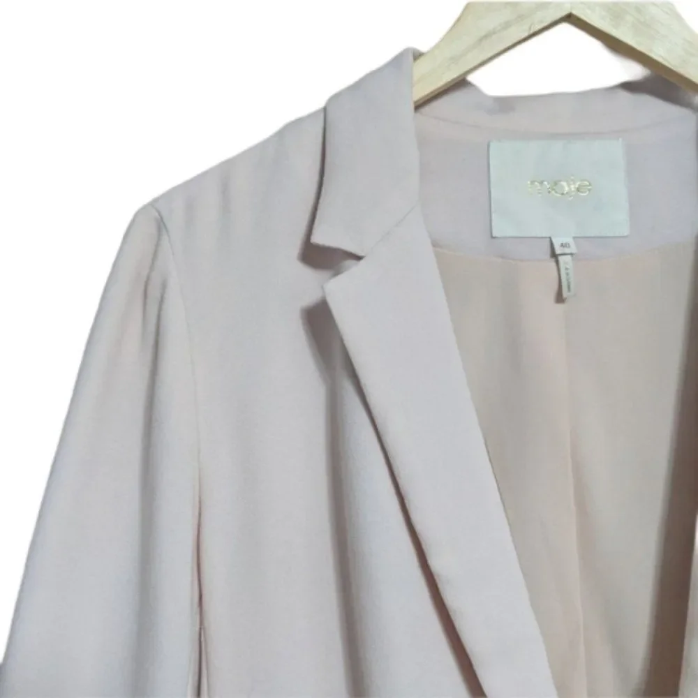 MAJE Valence Crepe Ruched Pink Blazer 8